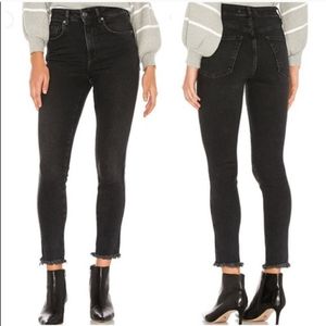We The Free Faded Black High Rise Skinny Raw Hem Jeans Size 24